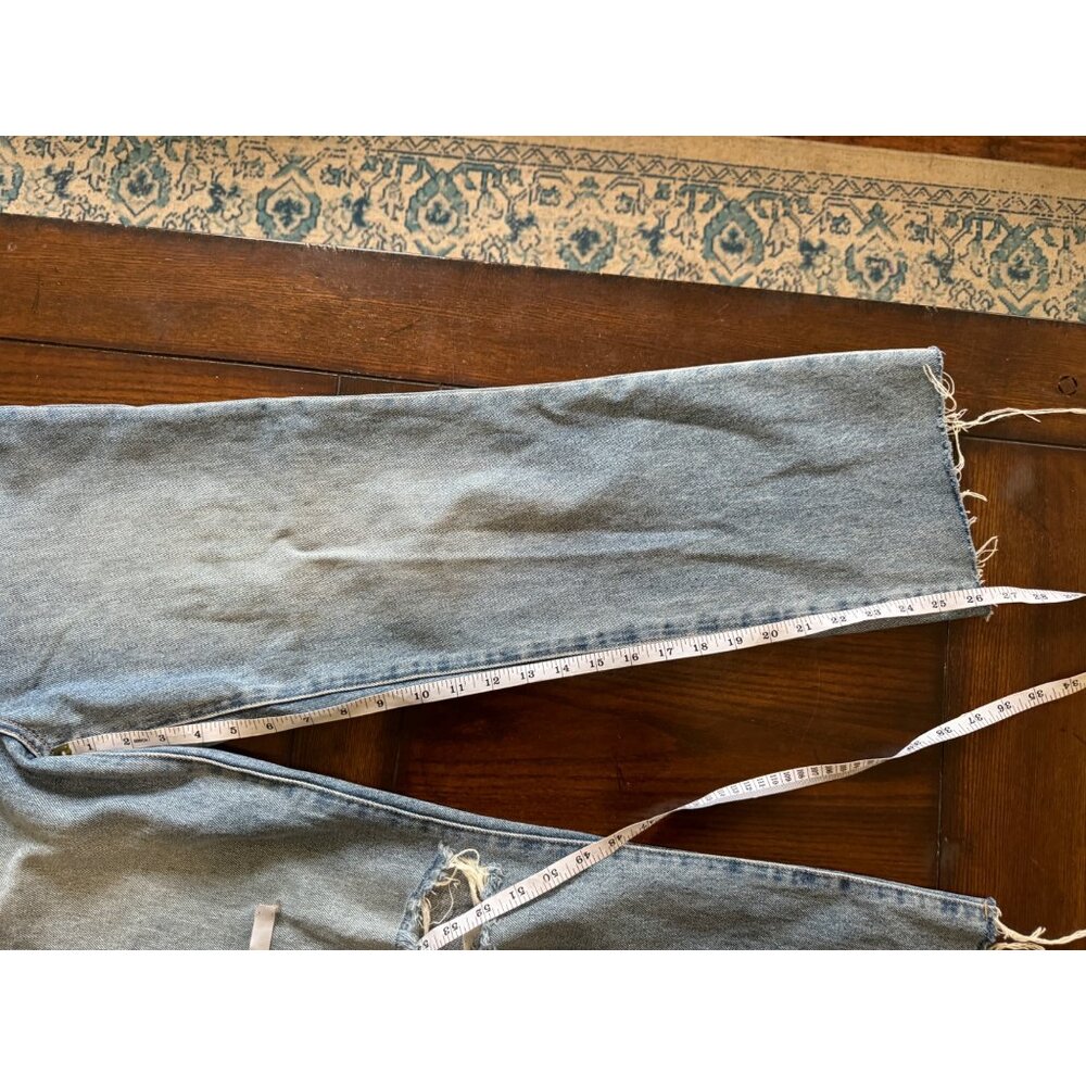 Blank NYC Baxter Ribcage Straight Leg Distressed Jeans Ripped Baggy Raw Hem Butt - Picture 11 of 16